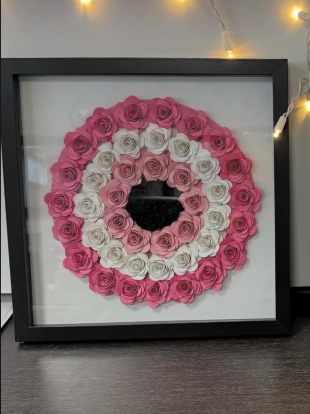 Framed Evil Eye Pink & White Rose Wall Art - Floral Wreath Home Decor